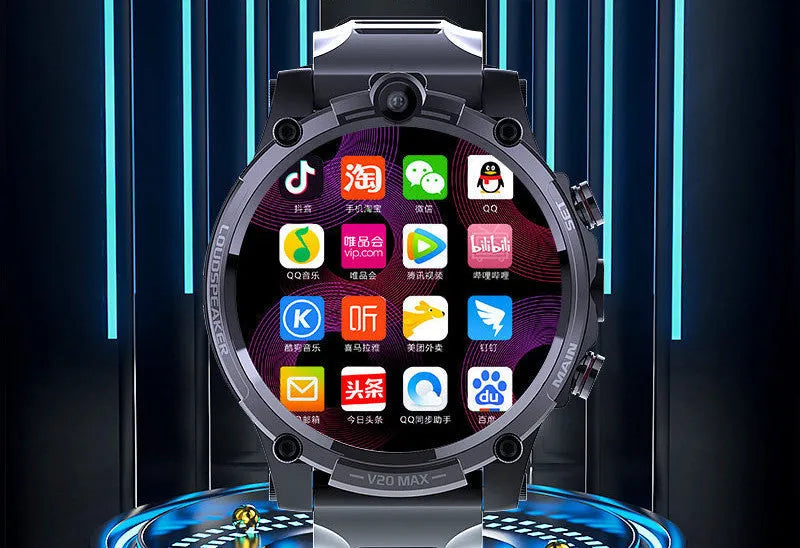 Black smart phone watch with 1.6-inch screen showing heart rate monitoring interface