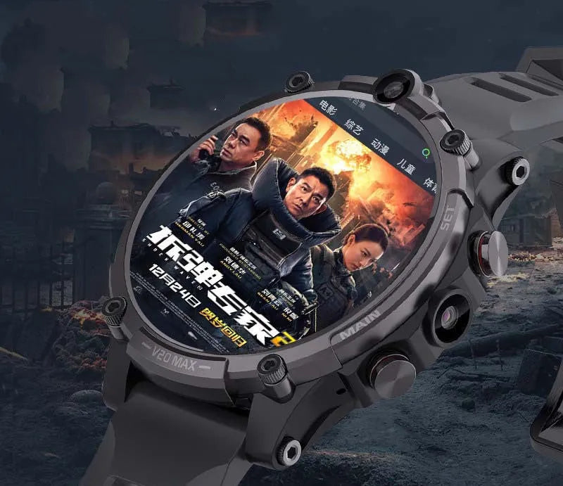 Black smart phone watch with 1.6-inch screen showing heart rate monitoring interface