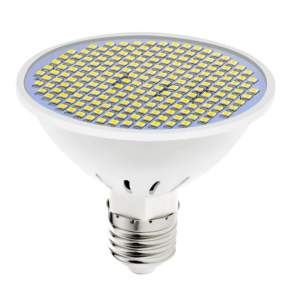 E27 LED lamp cup with PC housing showing 300 SMD beads for indoor lighting