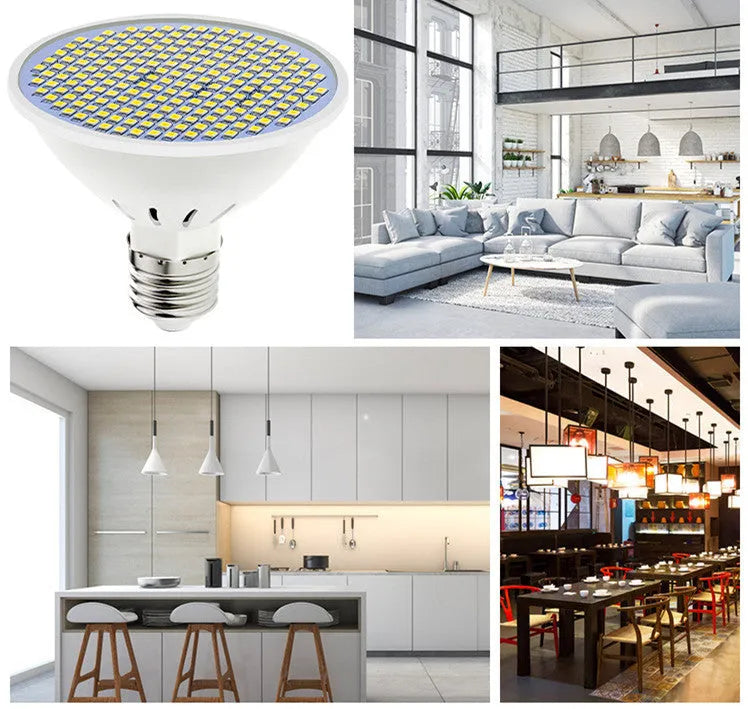 E27 LED lamp cup with PC housing showing 300 SMD beads for indoor lighting