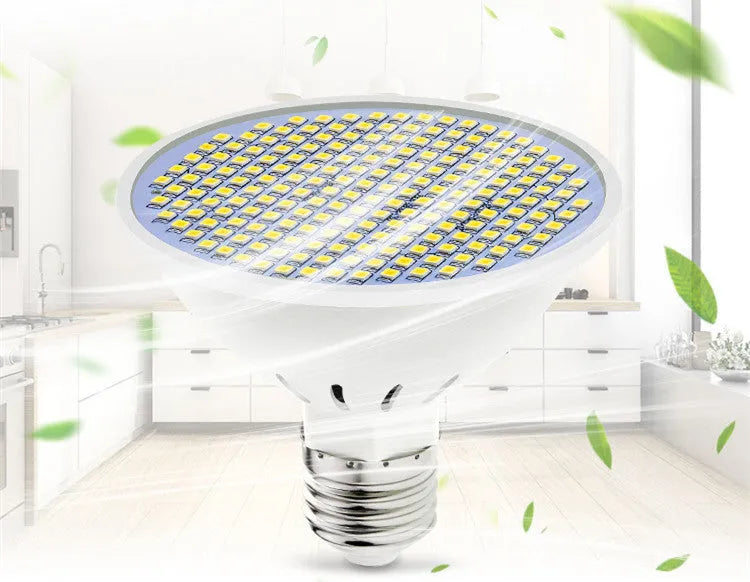 E27 LED lamp cup with PC housing showing 300 SMD beads for indoor lighting
