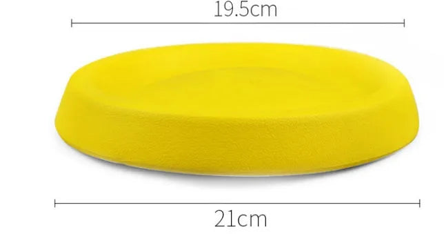 Bright yellow EVA plastic dog throwing toy for interactive training and bonding activities
