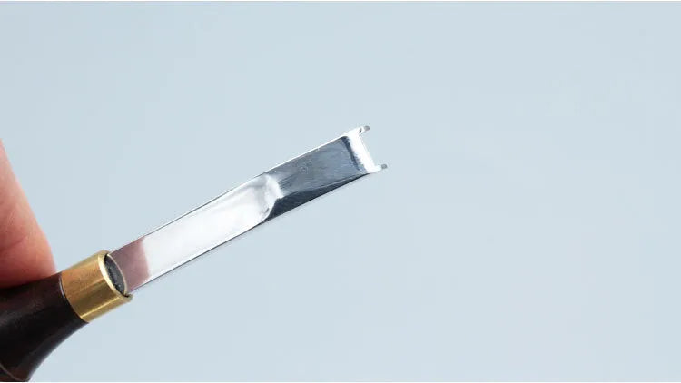 Sectional wide shovel edge thinning knife with leather handle for leather crafting