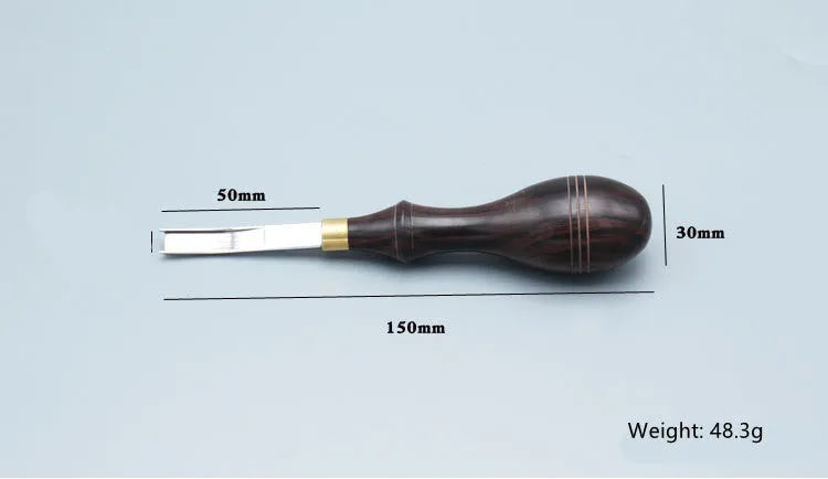 Sectional wide shovel edge thinning knife with leather handle for leather crafting