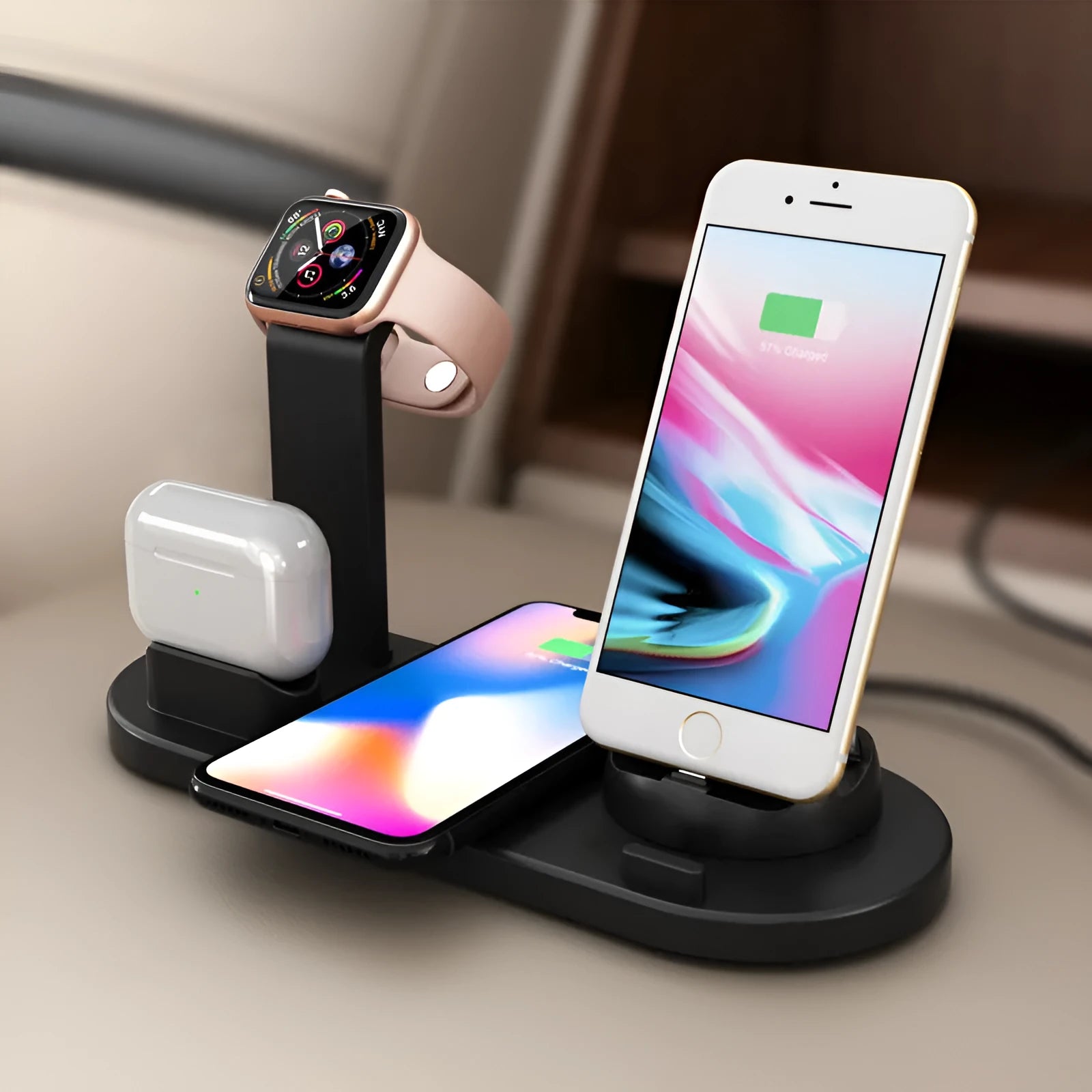 Three-in-one wireless charging bracket for Apple Watch AirPods and iPhone devices