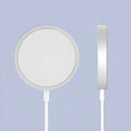 Magsafe compatible magnetic wireless charger for iPhone in silver metal finish