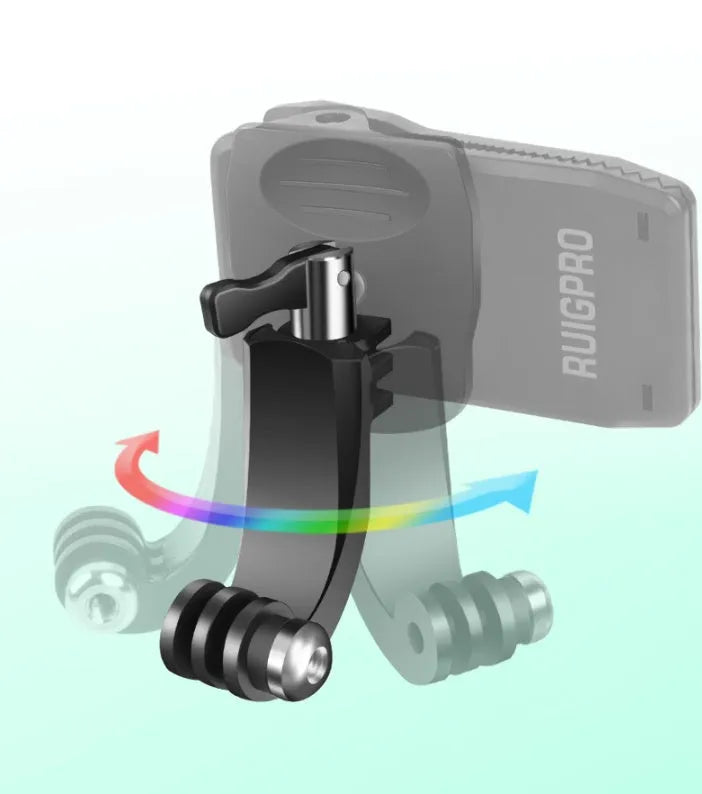 GoPro backpack clip with 360-degree rotation aluminium mount for action cameras on bags