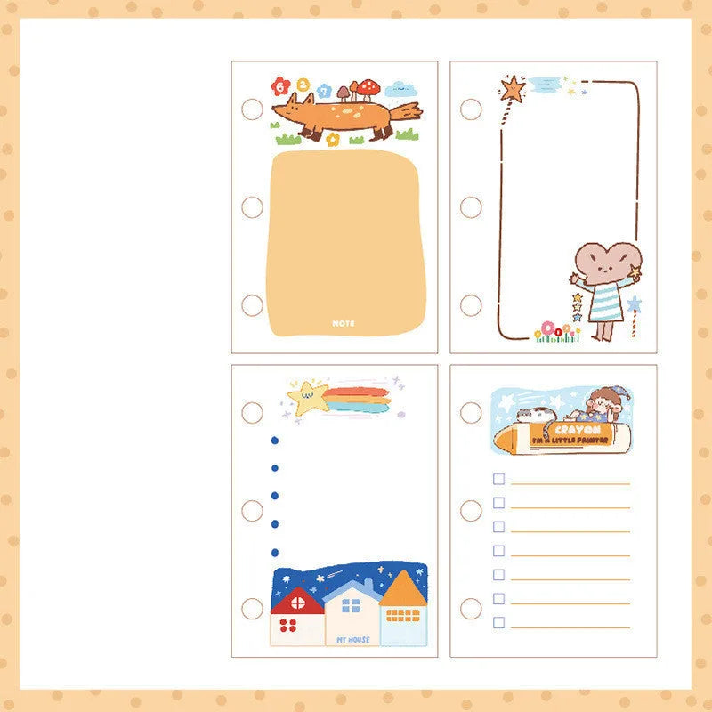 Girl Heart Hand Book mini loose-leaf diary with three-hole binder and 60 refill sheets in pastel cute designs.
