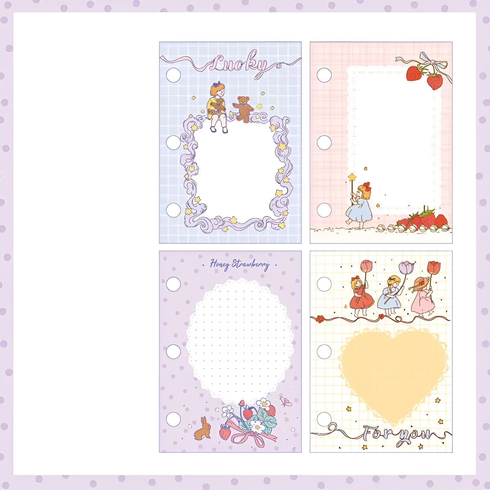 Girl Heart Hand Book mini loose-leaf diary with three-hole binder and 60 refill sheets in pastel cute designs.