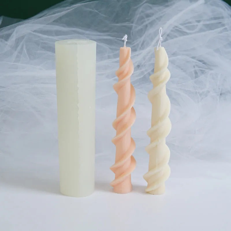 Yihai handmade silicone mould for making spiral lace rod decorative candles
