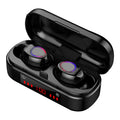 V7 LED Bluetooth 5.0 TWS wireless earbuds with charging case and three ear cap sizes