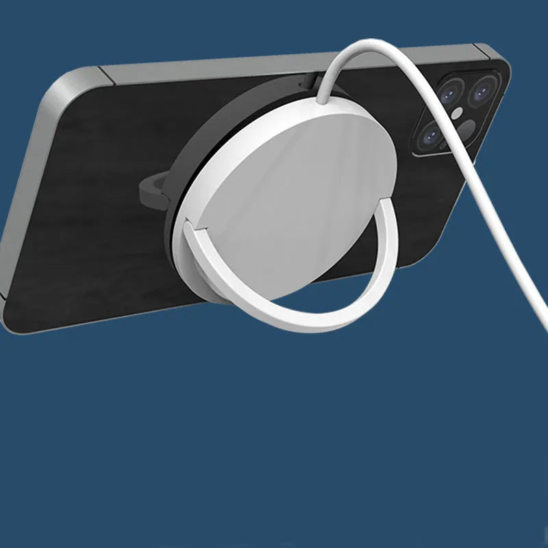 Black or white ABS plastic magnetic phone bracket with integrated wireless charging pad and TYPE-C port.