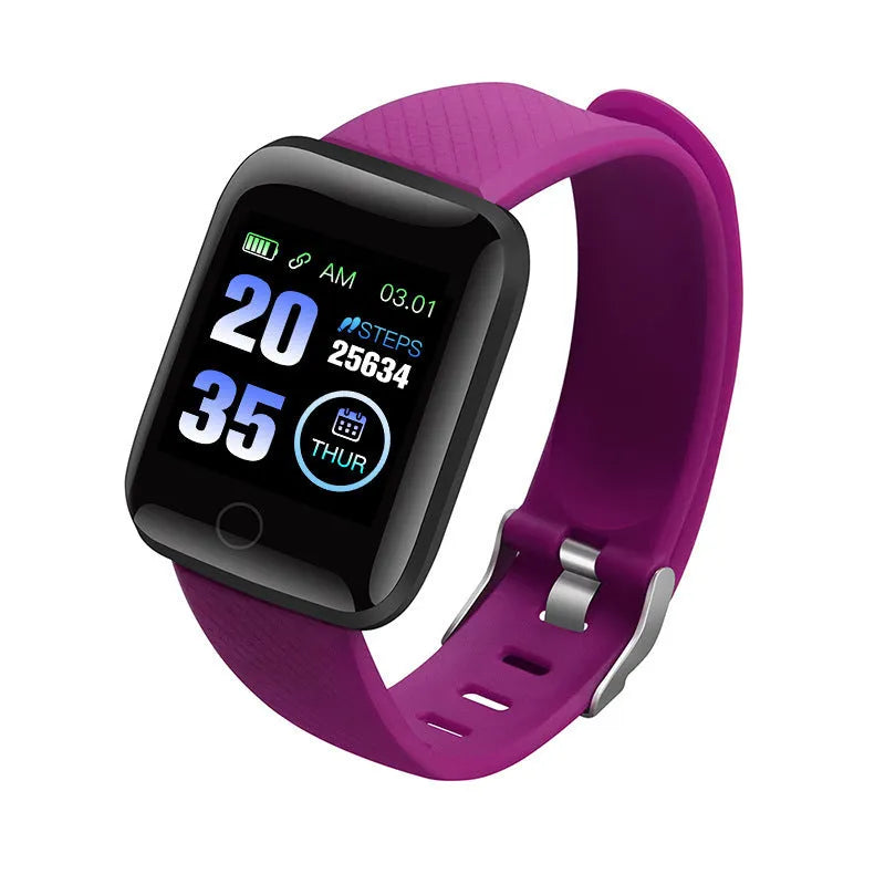 D13 colour screen smart bracelet showing heart rate monitoring on 1.3 inch display in blue, black, red, purple, or green