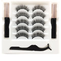 Magnetic false eyelashes and eyeliner set with five magnetic points on black mink-style lashes.