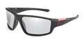 Matte black sport sunglasses with polarised TAC lens and plastic frame, shown in blue, green, red, or white