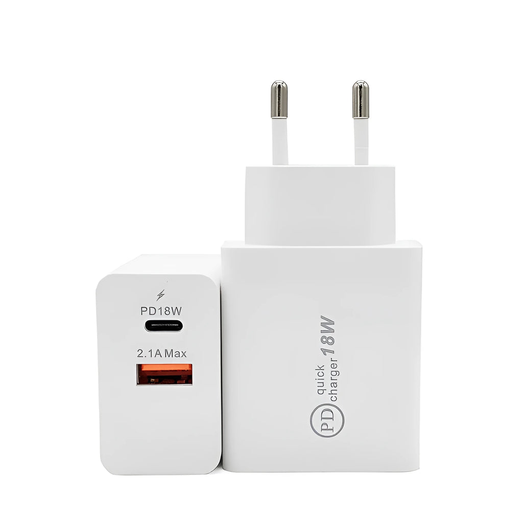 18W USB-C fast charger with US plug in black finish