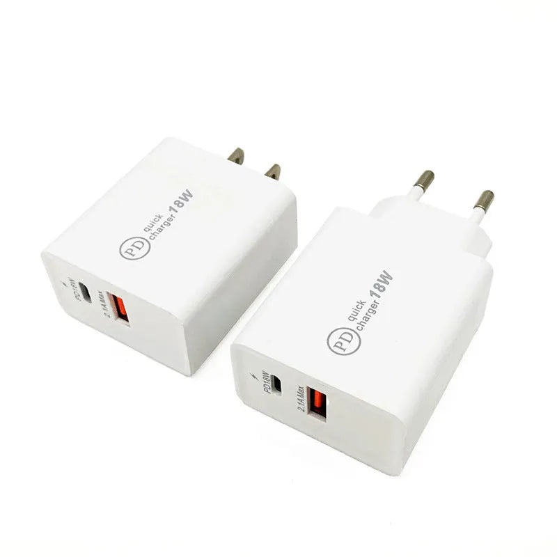 18W USB-C fast charger with US plug in black finish