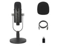 Black JIY BM-86PRO USB condenser microphone with metal stand and foam cover