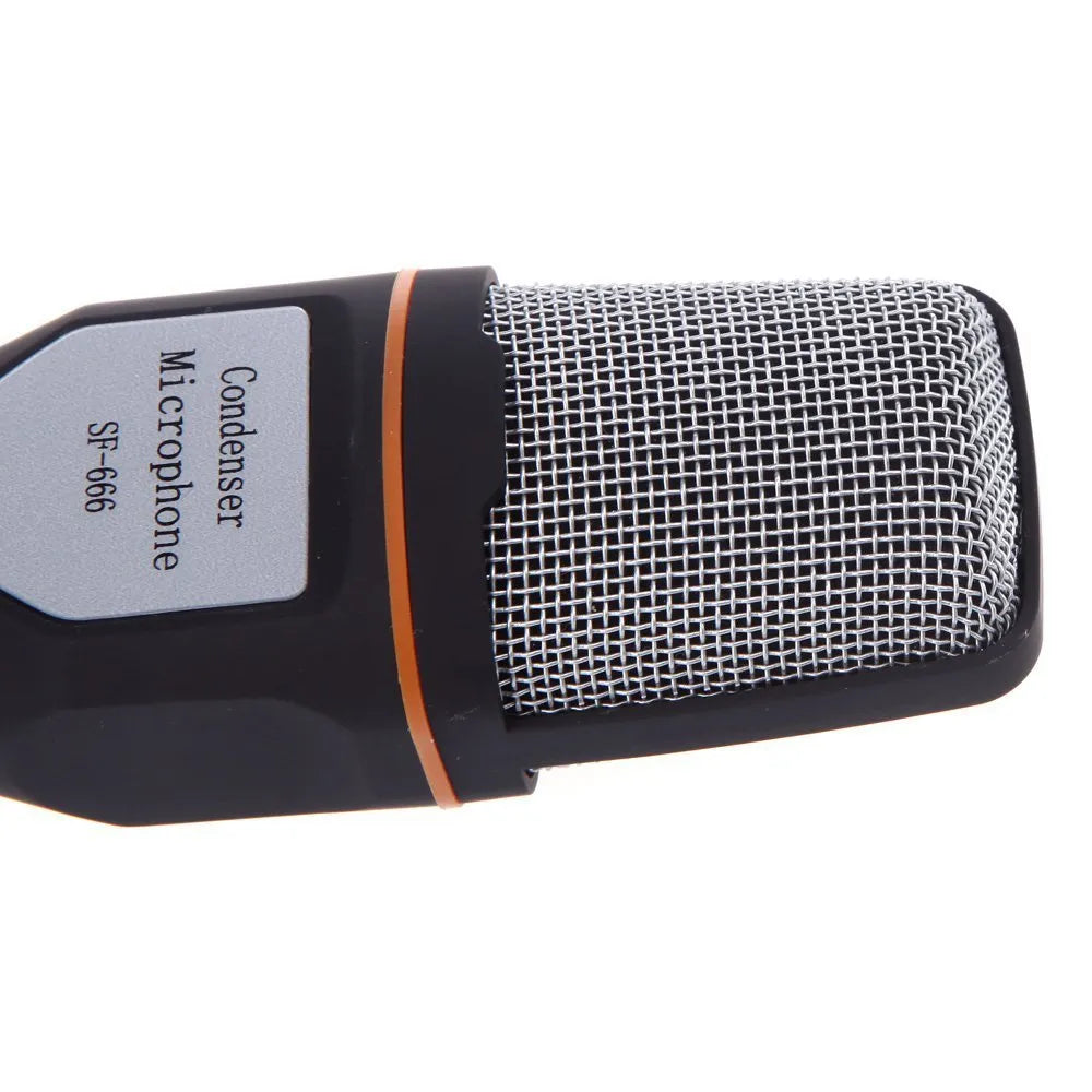 Black mini wired PC microphone with clip holder on a 1.85m cable.