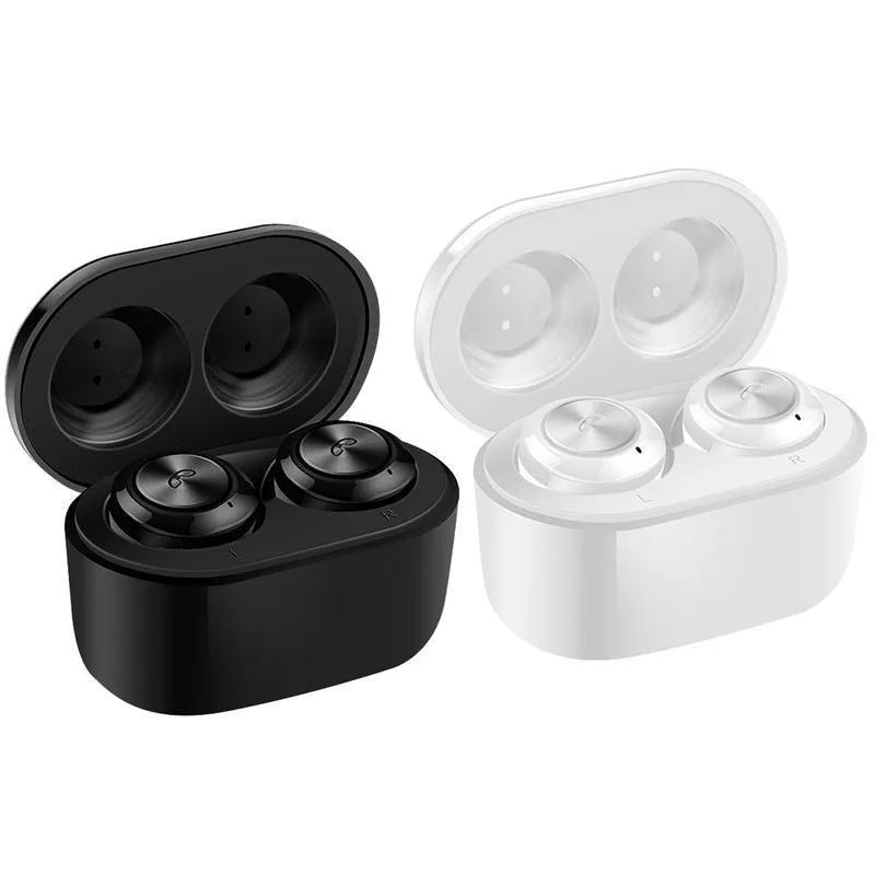 Black or white A6 wireless noise cancelling Bluetooth earbuds with earplug design