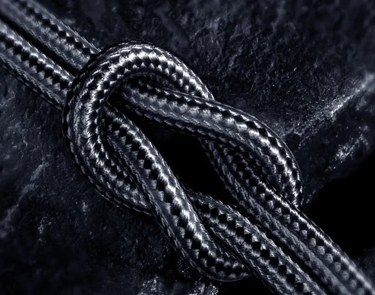 Essager black braided magnetic charging cable with blue LED light, showing 360-degree rotating connector.