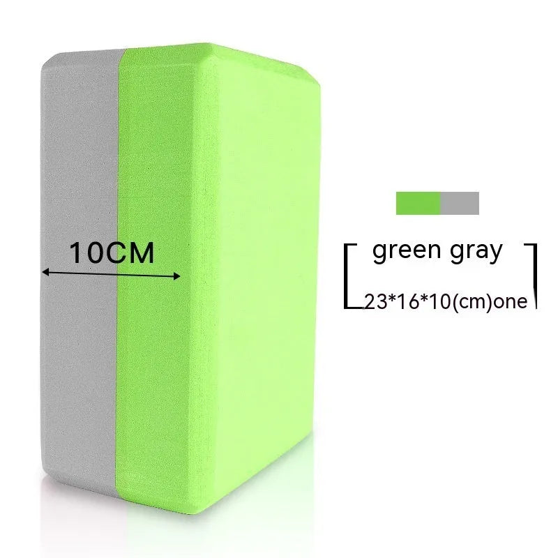 High-density EVA yoga block in mint green colour showing its rectangular shape and flat sides.
