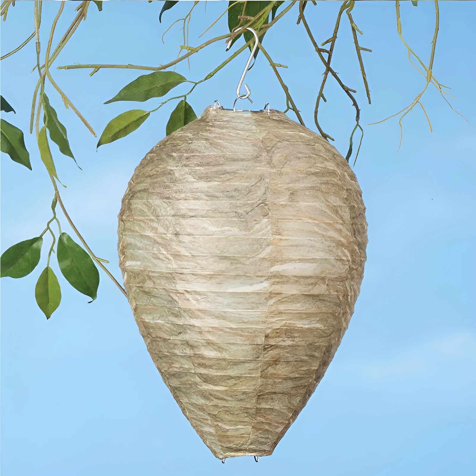 Hexagonal beehive paper lantern with wire frame measuring 22x28cm in photo colour