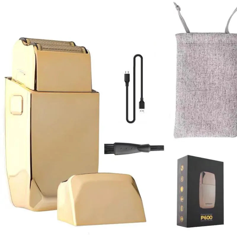 Gold coloured cordless hair clipper with 25W power and dual charging system