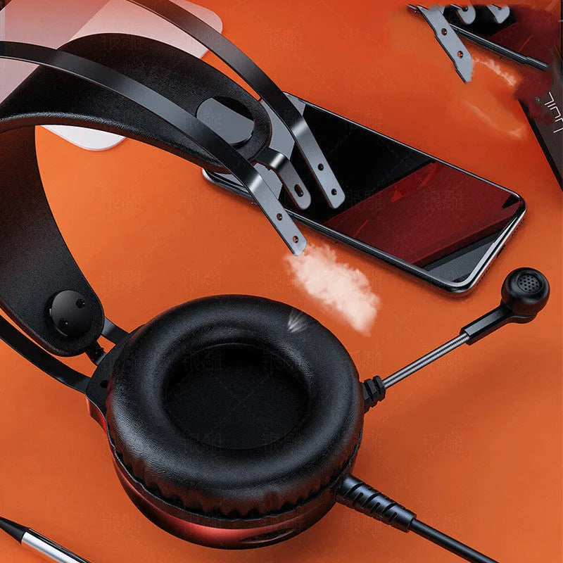 Wired PC headset with microphone in black or white colours showing 50mm speakers and 3.5mm plug