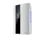 White compact household dehumidifier with 2.2L water tank showing dimensions 245mm x 137mm x 375mm