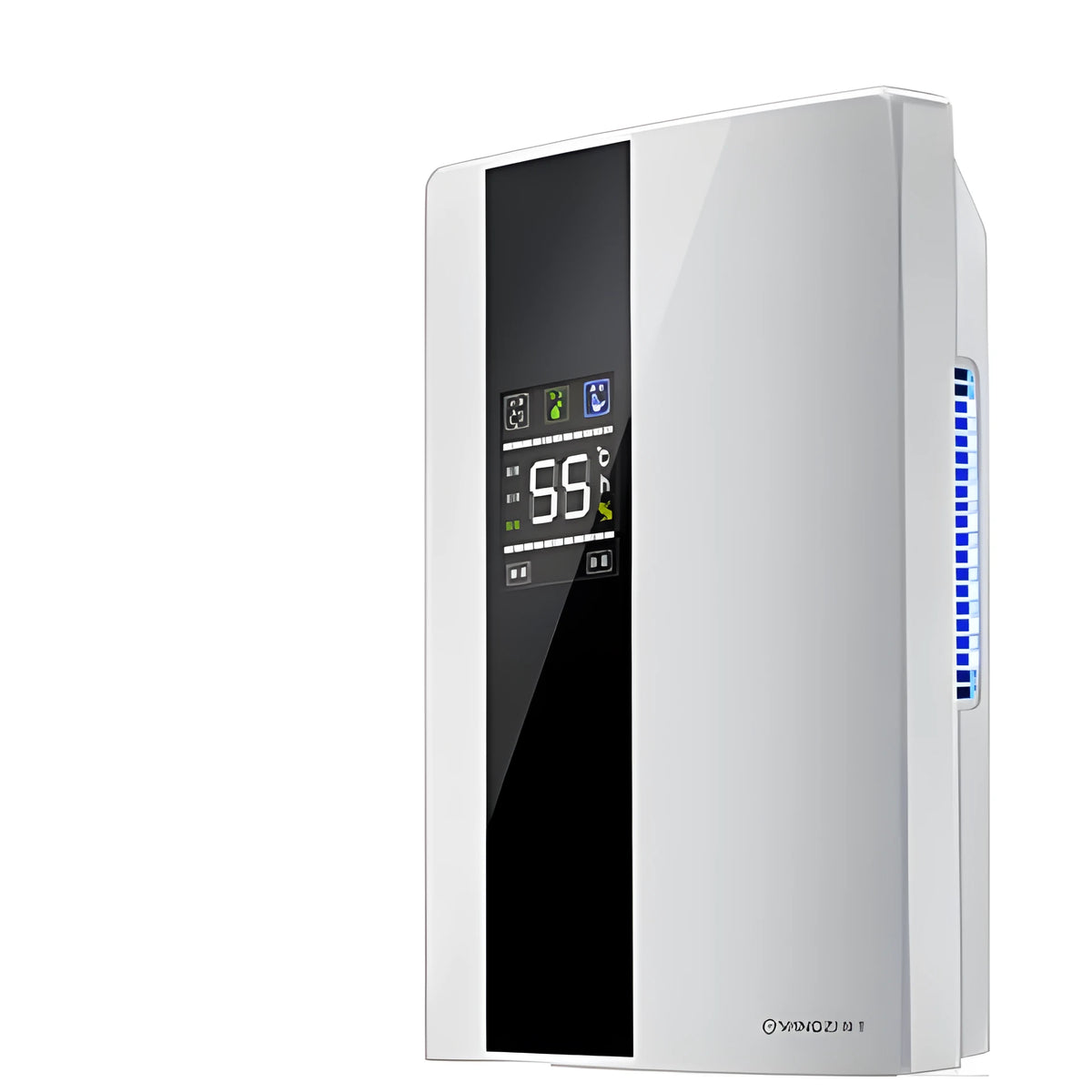 White compact household dehumidifier with 2.2L water tank showing dimensions 245mm x 137mm x 375mm