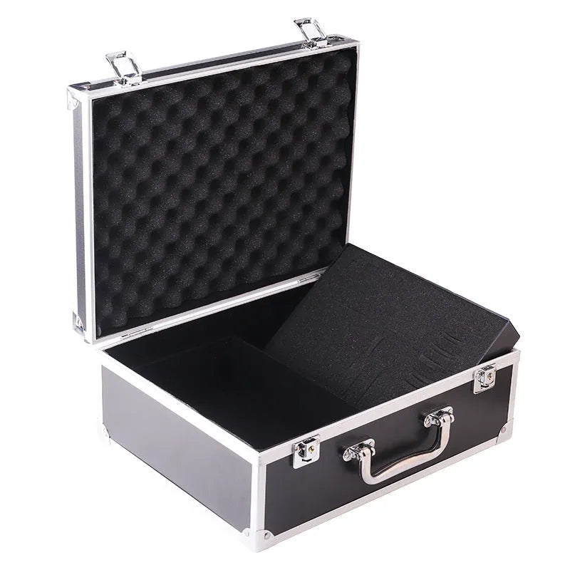 Black aluminium alloy tattoo equipment storage box with professional organiser compartments