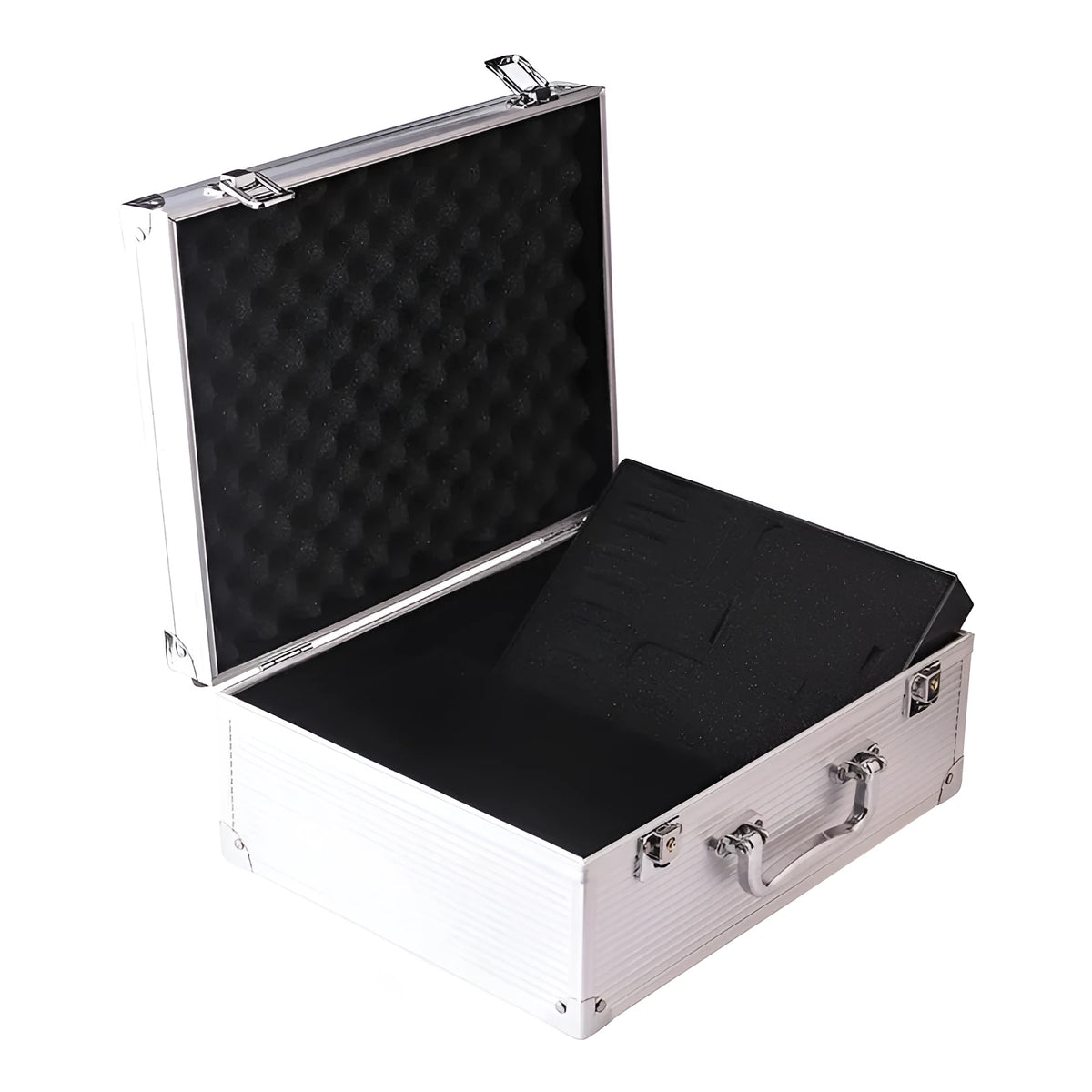 Black aluminium alloy tattoo equipment storage box with professional organiser compartments