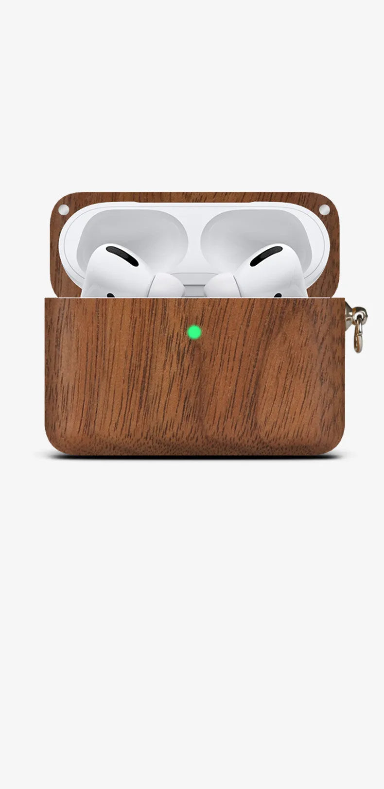 Solid wood protective sleeve for Apple AirPods Pro wireless earphones in a natural finish.