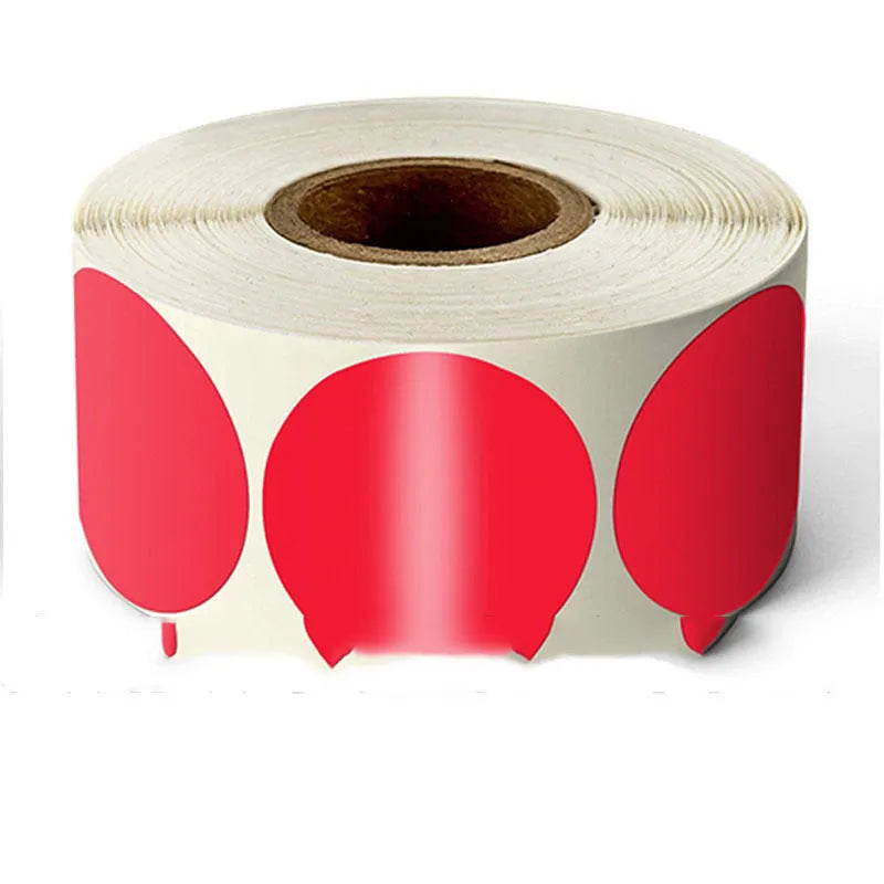 Roll of 10mm round colour marker stickers in one of nine colours, showing 500 sheets.