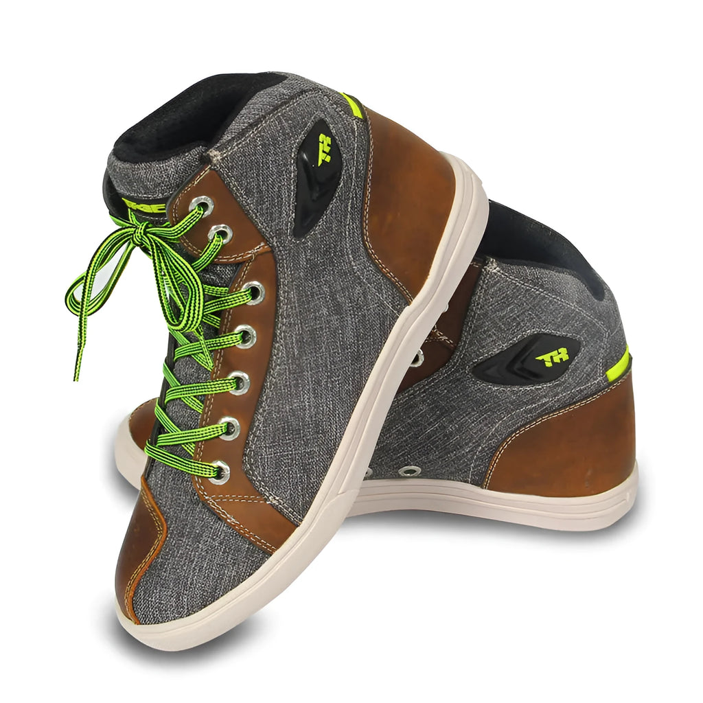 Black and grey men's summer motorcycle riding shoes with breathable anti-fall design
