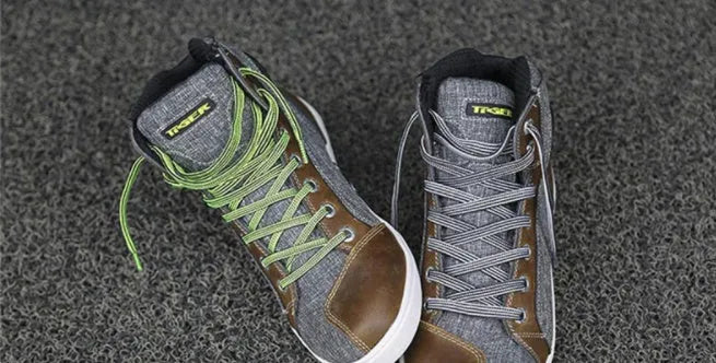 Black and grey men's summer motorcycle riding shoes with breathable anti-fall design