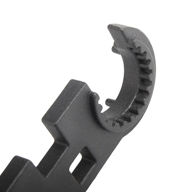 Black all-steel AR15 M4 multi-function combination wrench with dual-purpose head