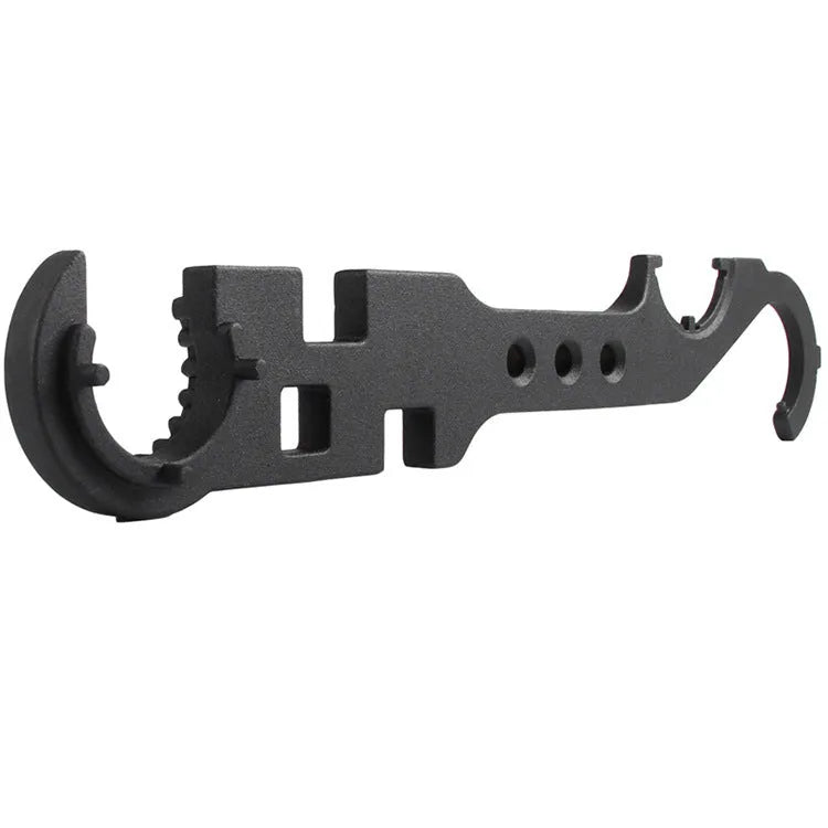 Black all-steel AR15 M4 multi-function combination wrench with dual-purpose head