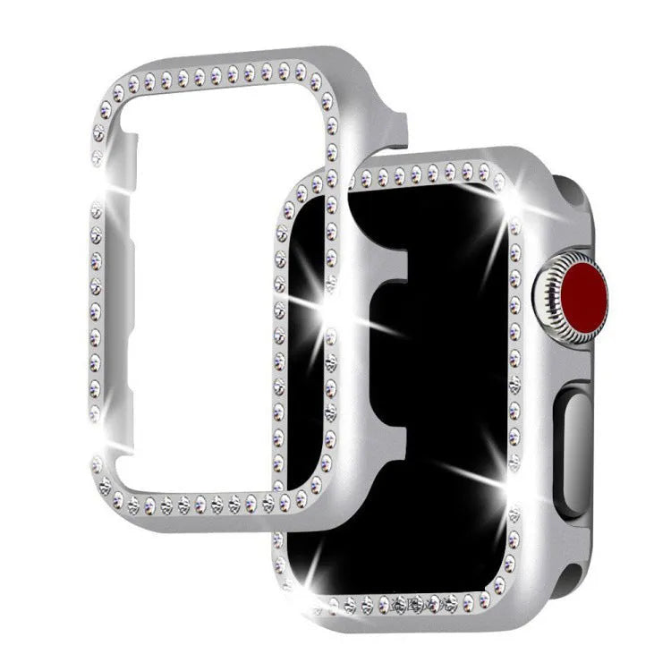 Aluminium alloy diamond frame protective case for Apple Watch in rose gold colour