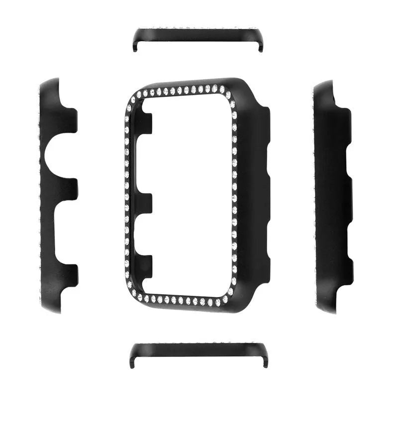 Aluminium alloy diamond frame protective case for Apple Watch in rose gold colour