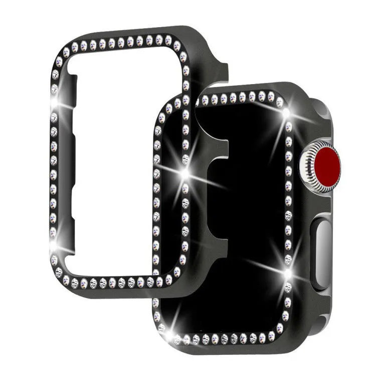 Aluminium alloy diamond frame protective case for Apple Watch in rose gold colour