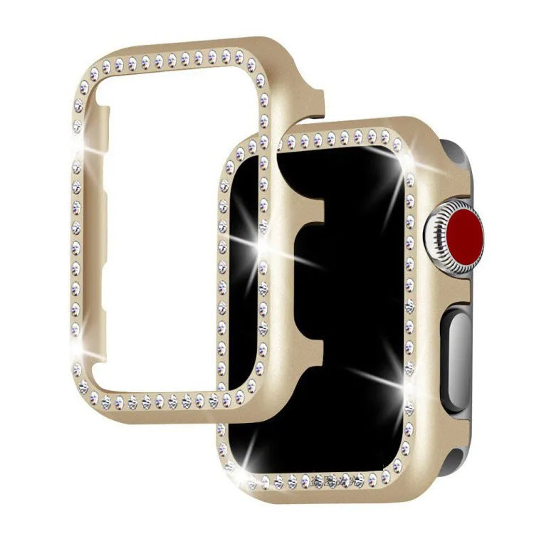 Aluminium alloy diamond frame protective case for Apple Watch in rose gold colour