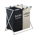 Collapsible multi-compartment laundry hamper in Oxford cloth and aluminium tube, 60 x 39 x 60 cm two-grid size