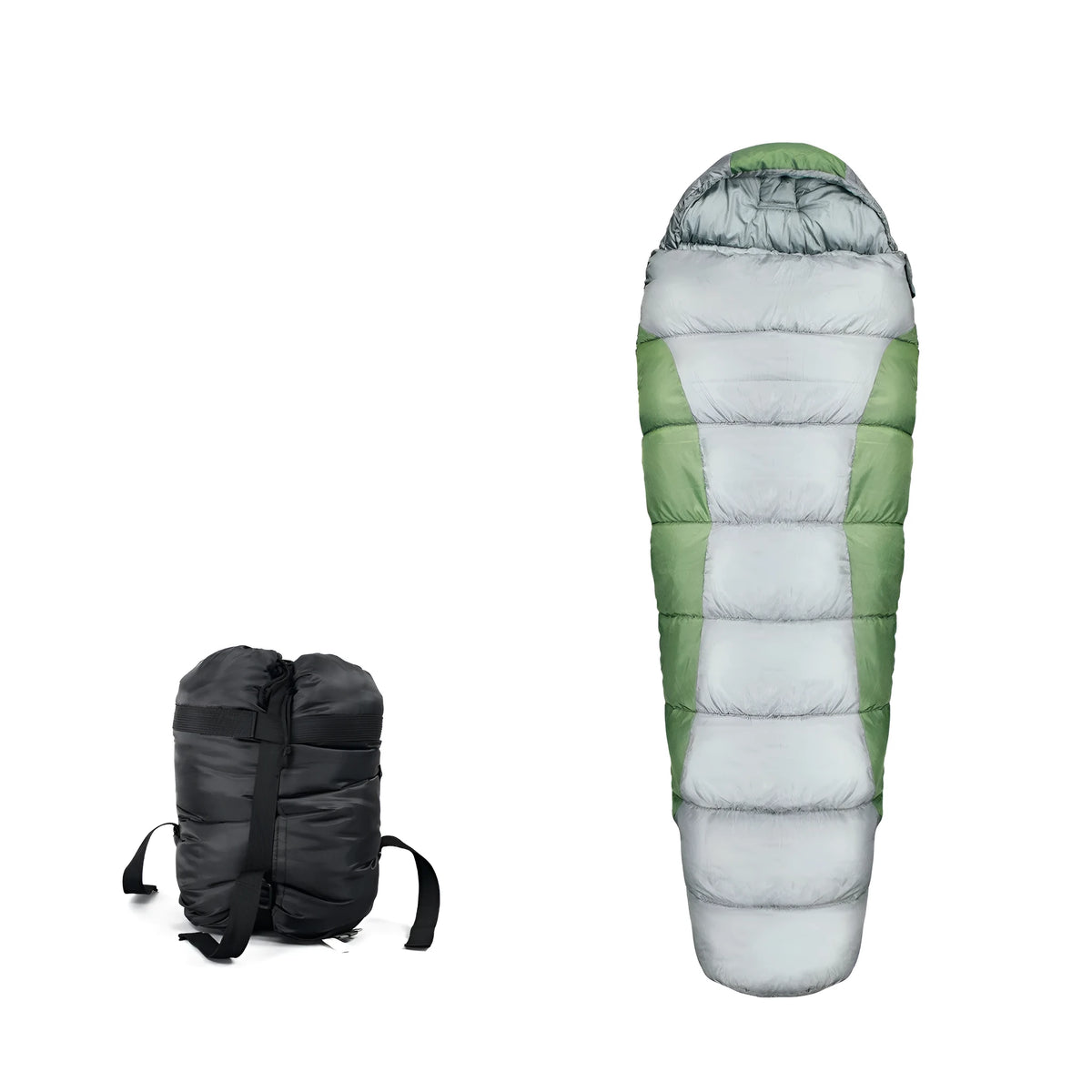 Multi-purpose hammock sleeping bag in green or orange, 210T nylon plaid outer, 210T pongee lining, 1700g, adult size