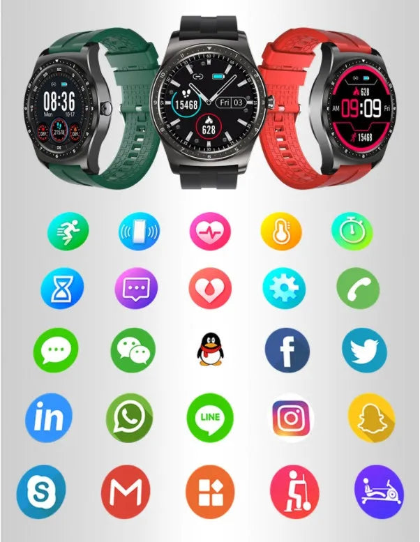 47mm smart watch with heart rate and blood pressure monitoring on silicone wrist strap