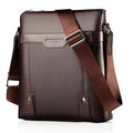 Men's medium PU leather shoulder bag with zipper closure showing black and brown colour options