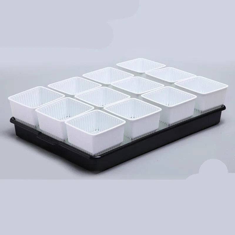 Meishi Controlled Root Flower Pot plastic planter with tray and basins in black or white colours