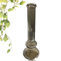 Clear glass tabletop vase for flower arrangements and geometric home decor.