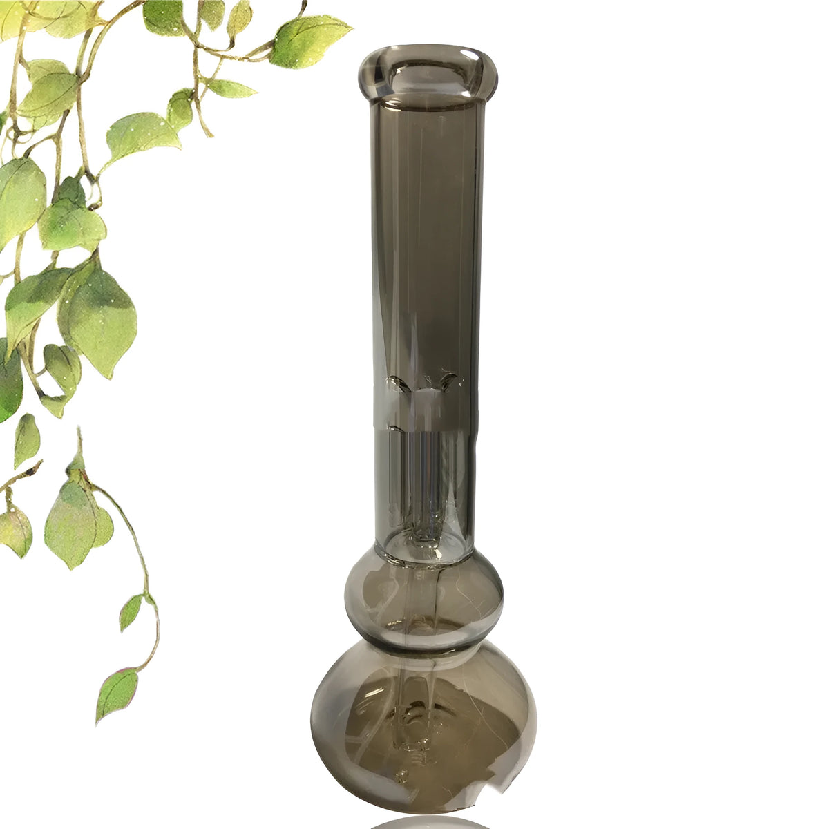 Clear glass tabletop vase for flower arrangements and geometric home decor.